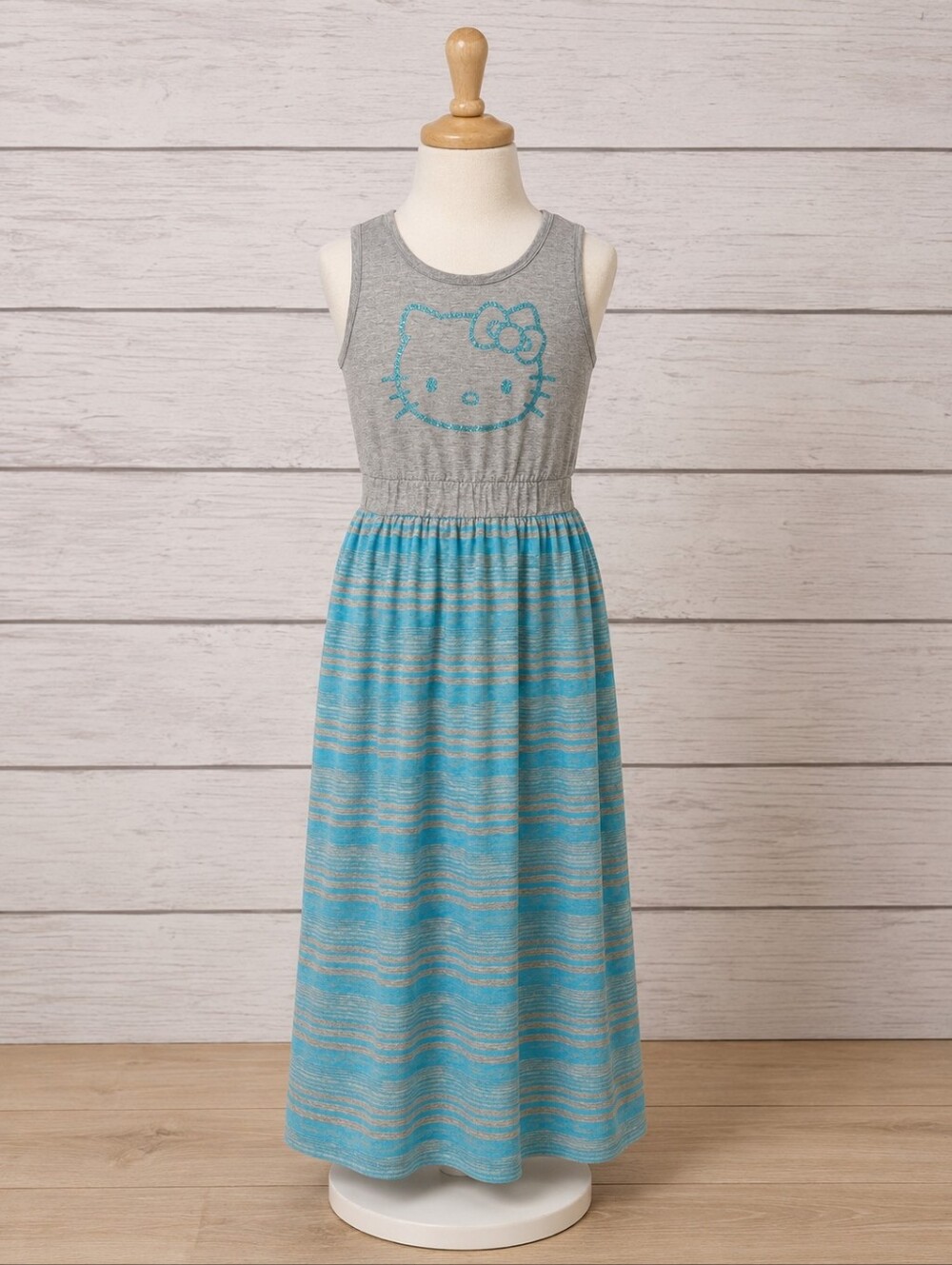 Hello Kitty Girls' Gray and Light Blue Sleeveless Maxi Dress